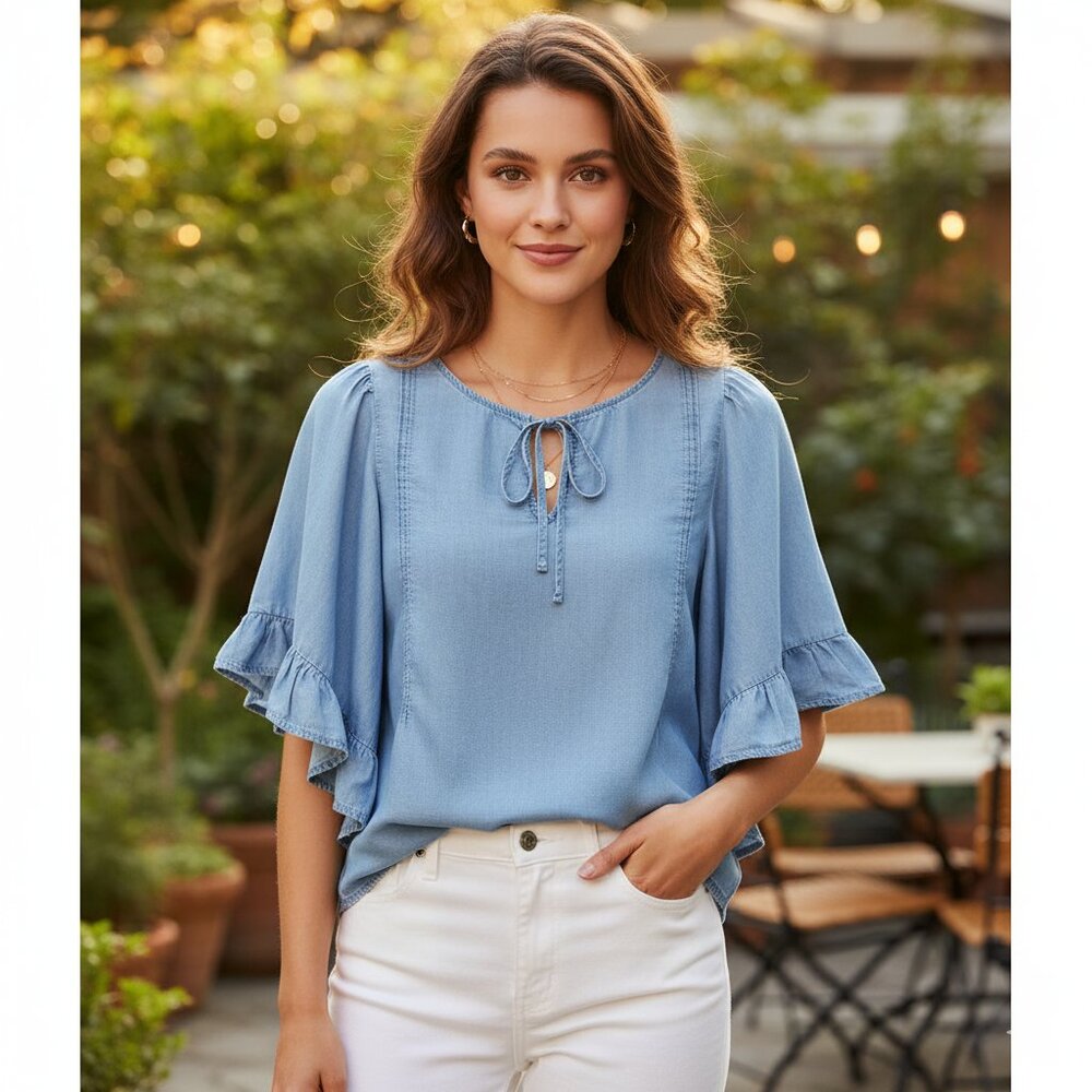 LC Lauren Conrad Denim Blouse Size S